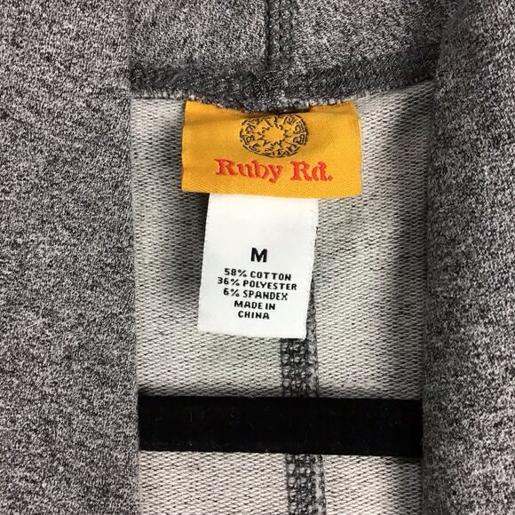 Ruby Rd Women’s Vest M Gray Open Front Asymmetrical Hem Pockets Trim - Picture 5 of 16